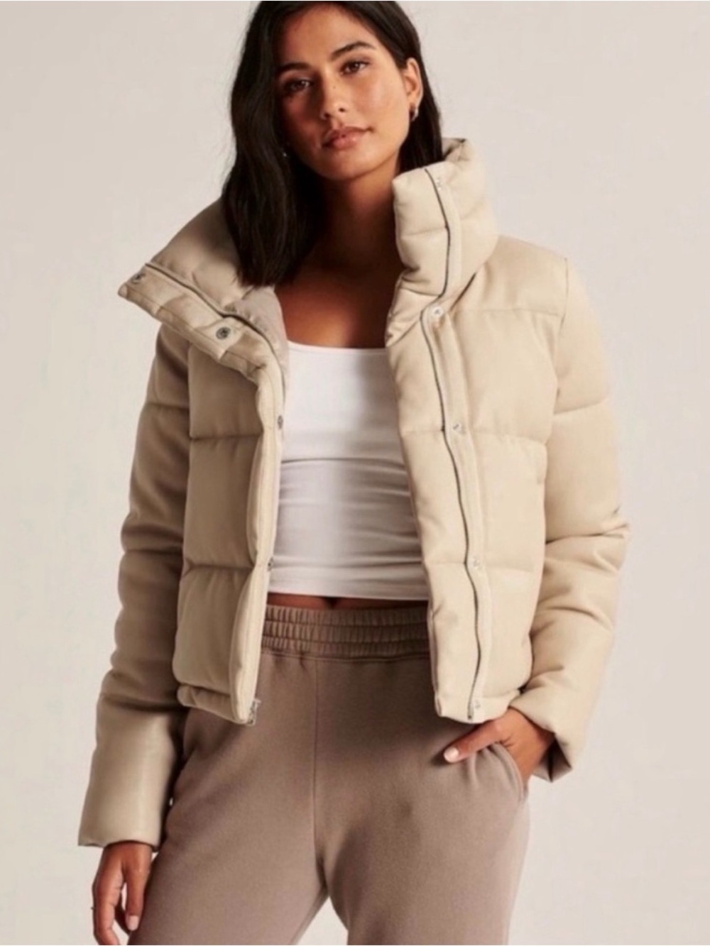 Abercrombie & Fitch Cream Puffer
